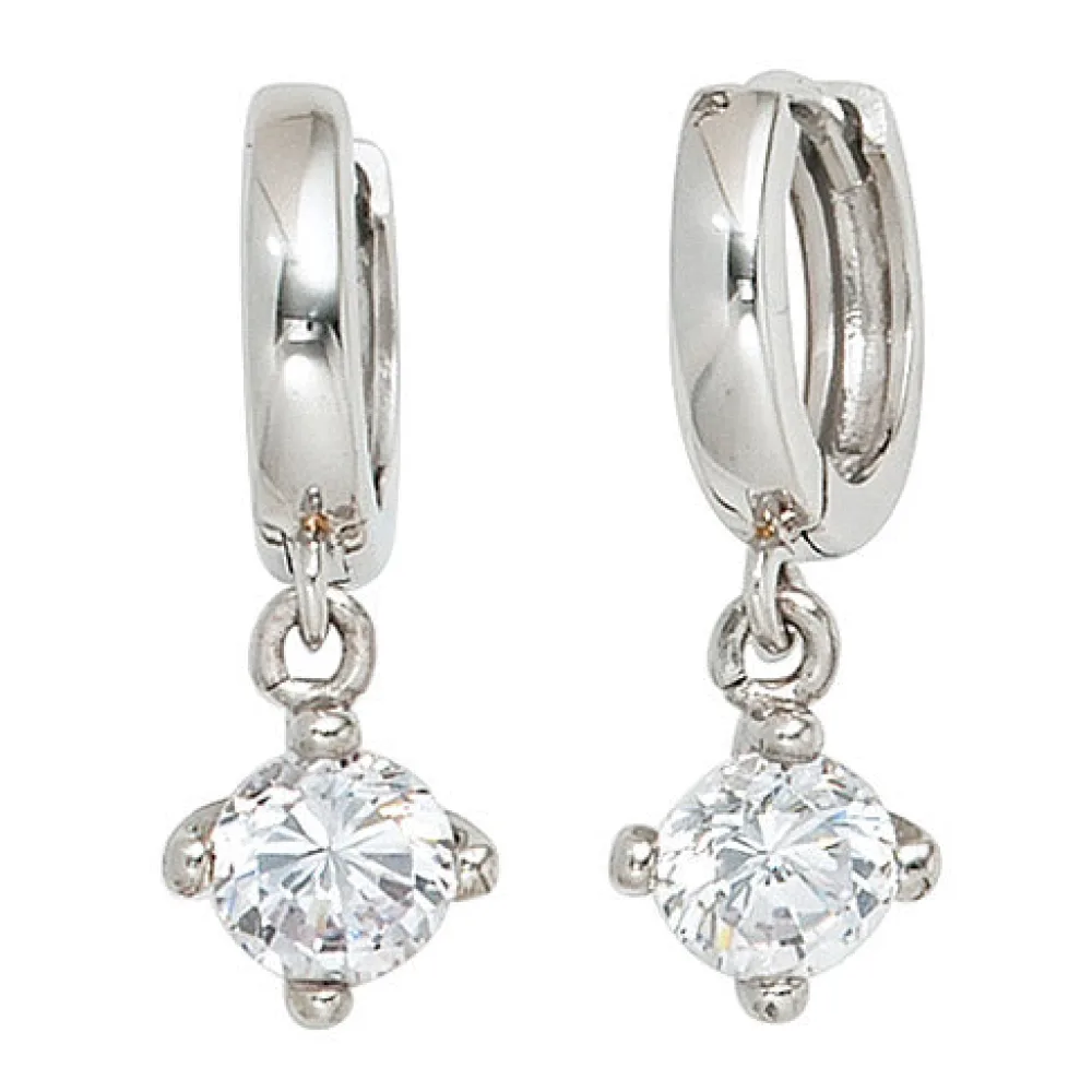 Creolen 925 Silber 2 Zirkonia Ohrringe Silberohrringe Silbercreolen