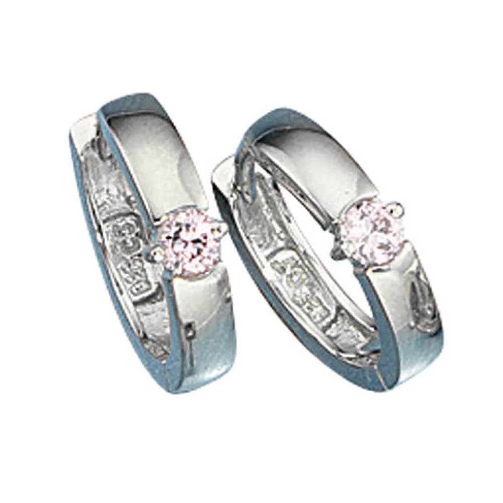 Creolen 925 Silber 2 Zirkonia rosa Ohrringe Silberohrringe Silbercreolen