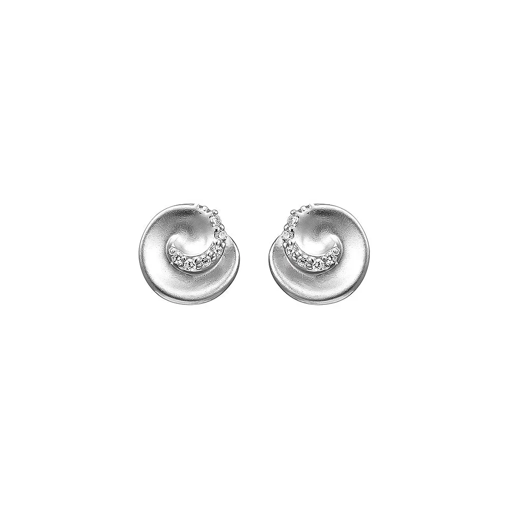Ohrstecker 925 Sterling Silber matt 12 Zirkonia Ohrringe Silberohrringe