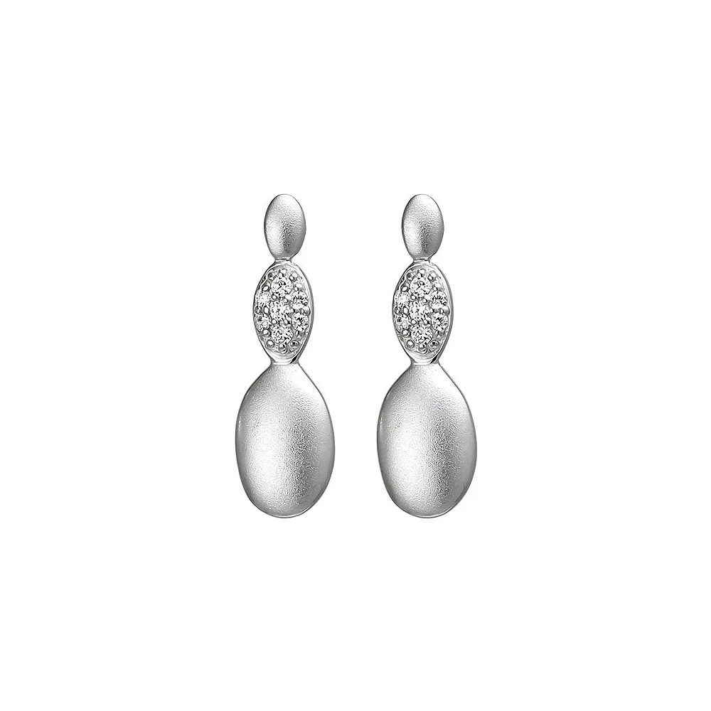 Ohrstecker 925 Sterling Silber matt 14 Zirkonia Ohrringe Silberohrringe