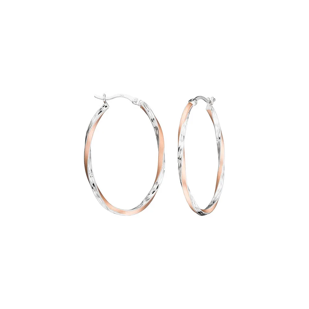 Creolen 925 Sterling Silber bicolor vergoldet mattiert Ohrringe