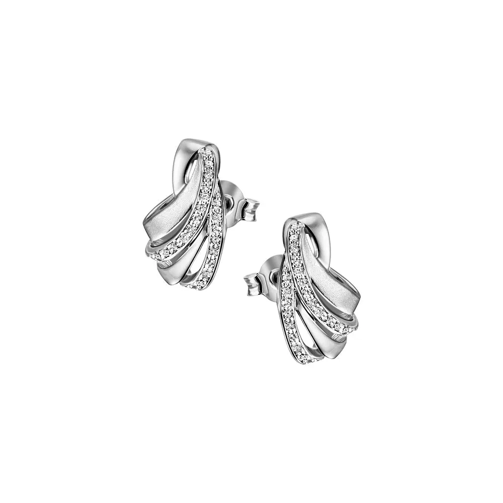 Ohrstecker 925 Sterling Silber mattiert 46 Zirkonia Ohrringe Silberohrringe