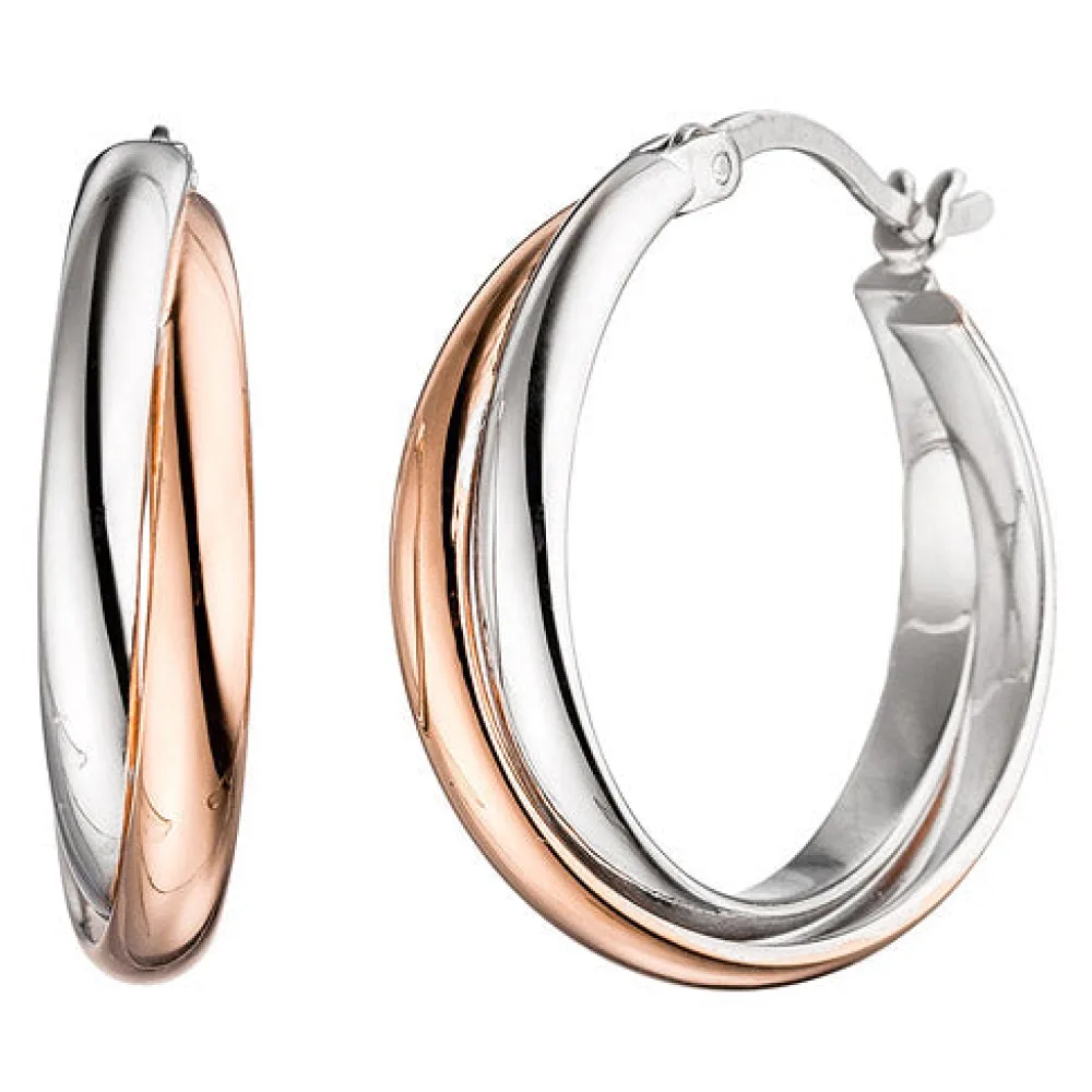 Creolen 925 Sterling Silber bicolor vergoldet Ohrringe