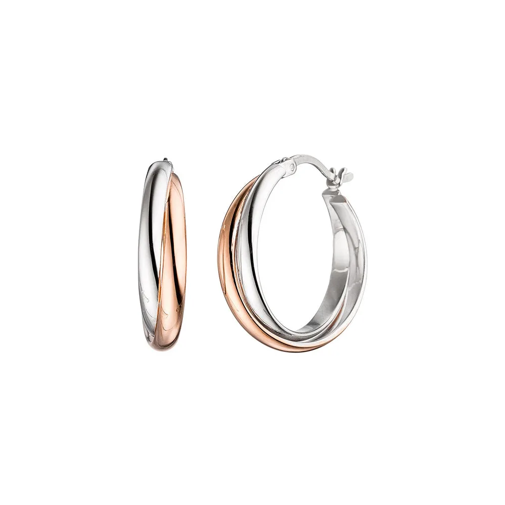 Creolen 925 Sterling Silber bicolor vergoldet Ohrringe