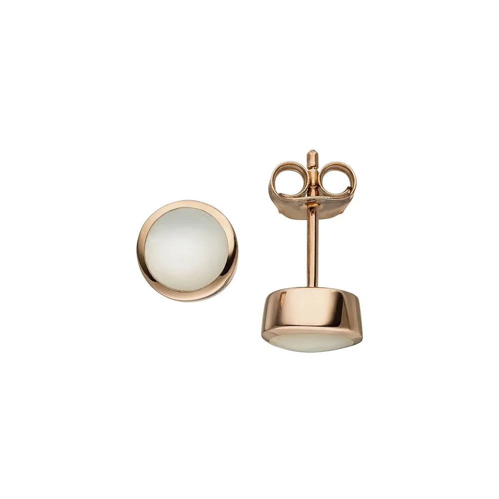 Ohrstecker 925 Sterling Silber rotgold vergoldet 2 Perlmutt-Einlagen Ohrringe