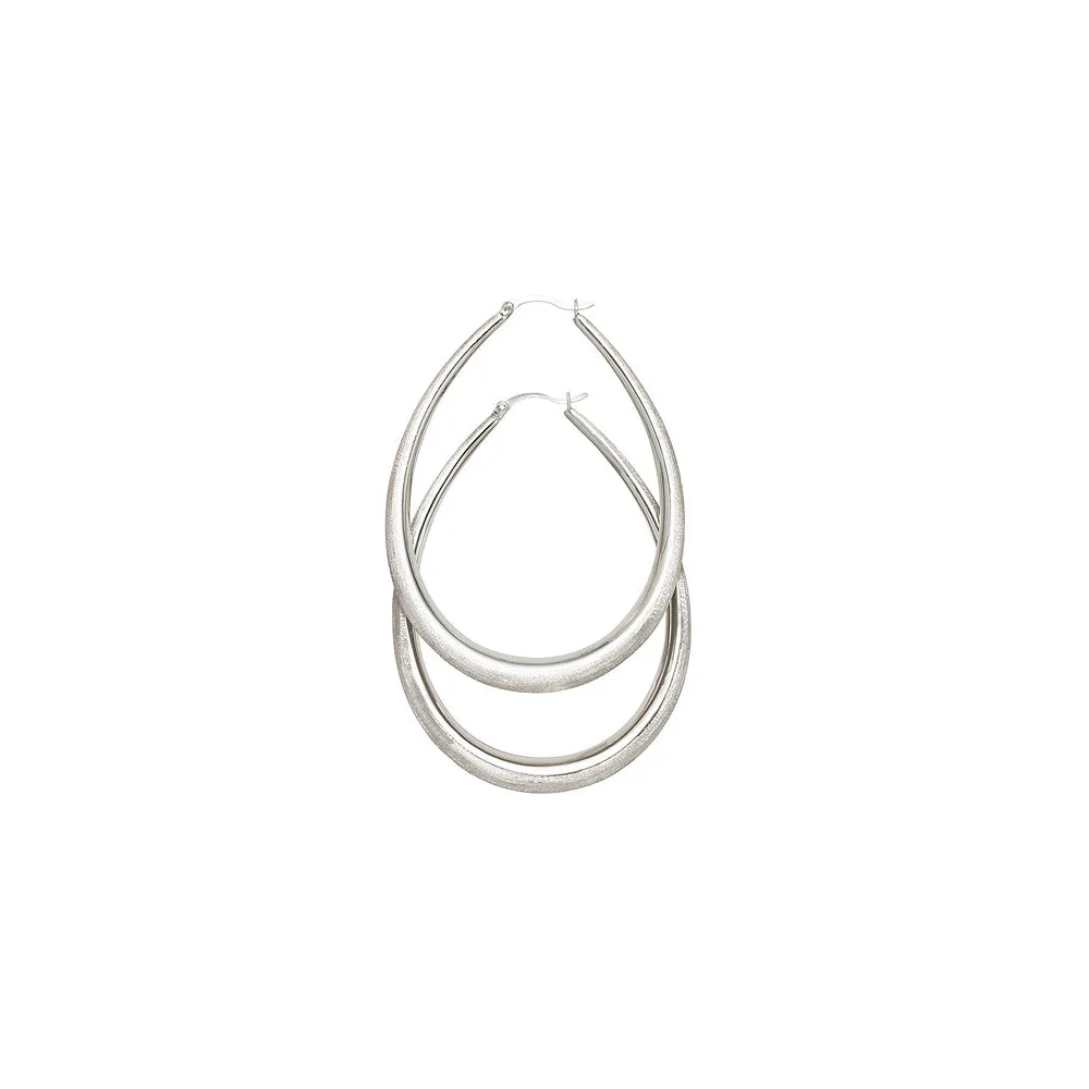 Creolen 925 Sterling Silber eismatt Ohrringe Silberohrringe Silbercreolen
