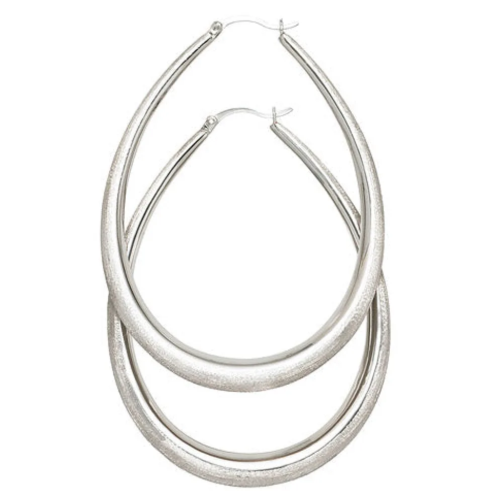 Creolen 925 Sterling Silber eismatt Ohrringe Silberohrringe Silbercreolen