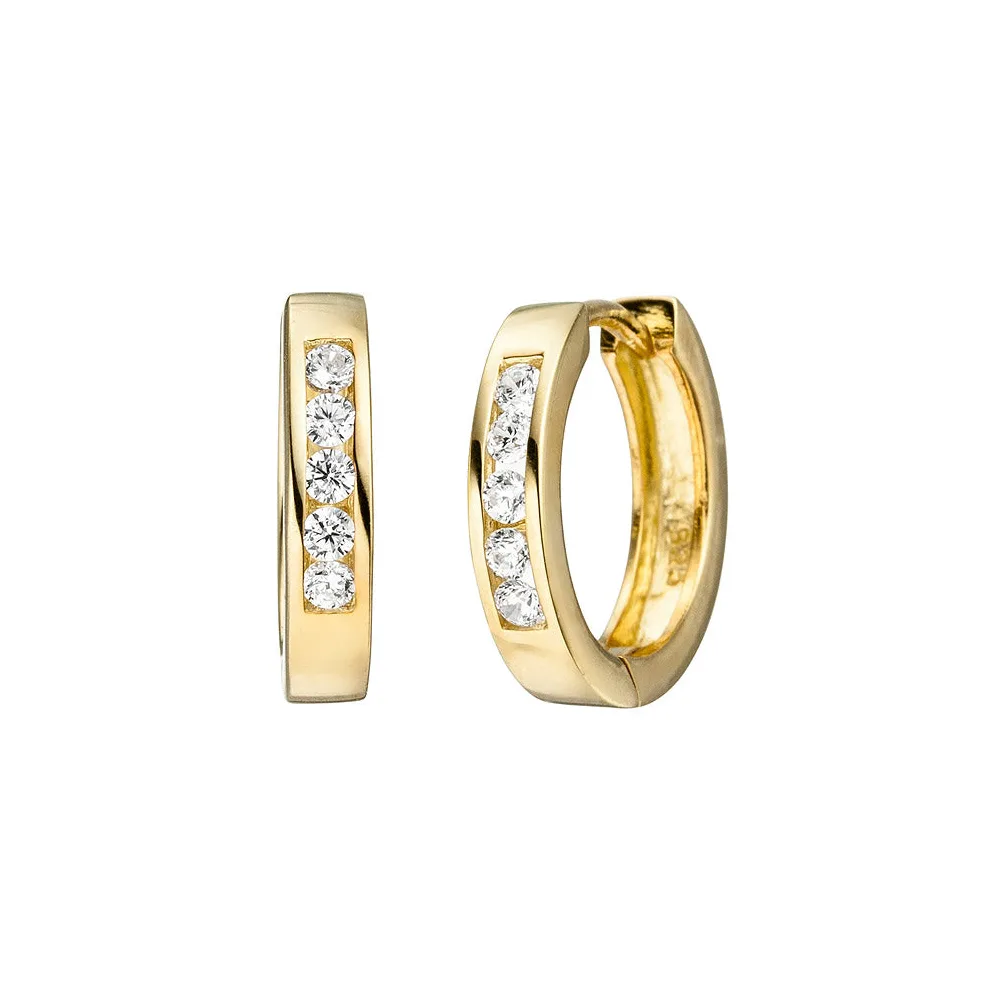 Creolen 925 Sterling Silber gold vergoldet 10 Zirkonia Ohrringe
