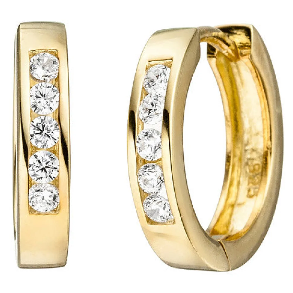 Creolen 925 Sterling Silber gold vergoldet 10 Zirkonia Ohrringe
