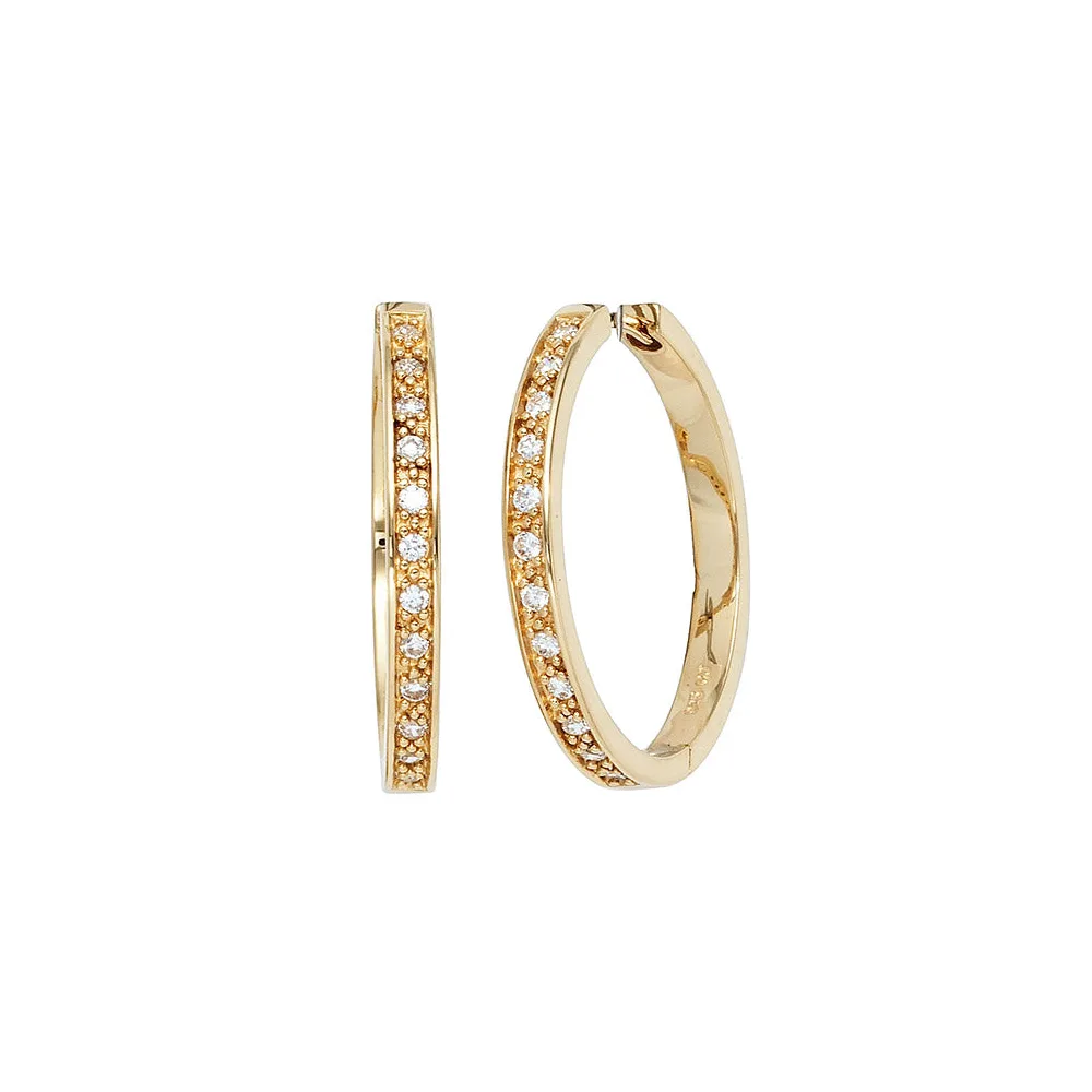 Creolen 925 Sterling Silber gold vergoldet 24 Zirkonia Ohrringe