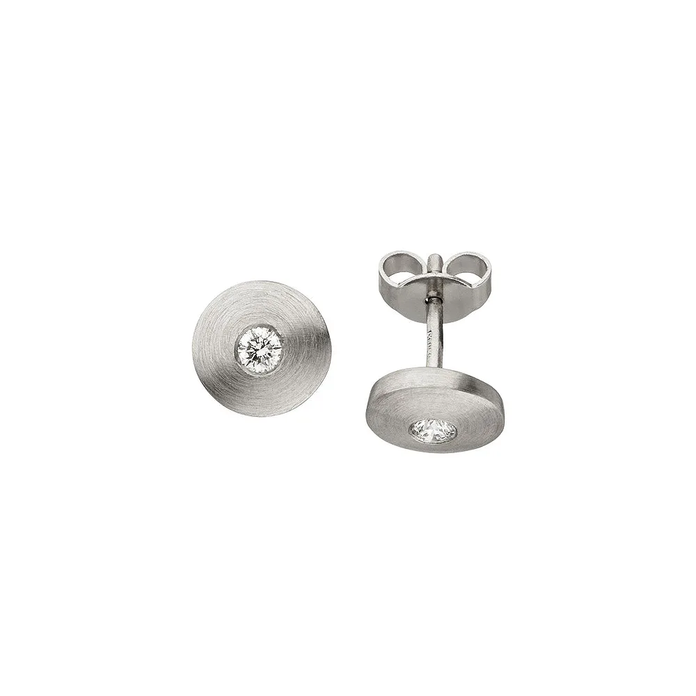 Ohrstecker 950 Platin matt 2 Diamanten Brillanten Ohrringe Platinohrringe