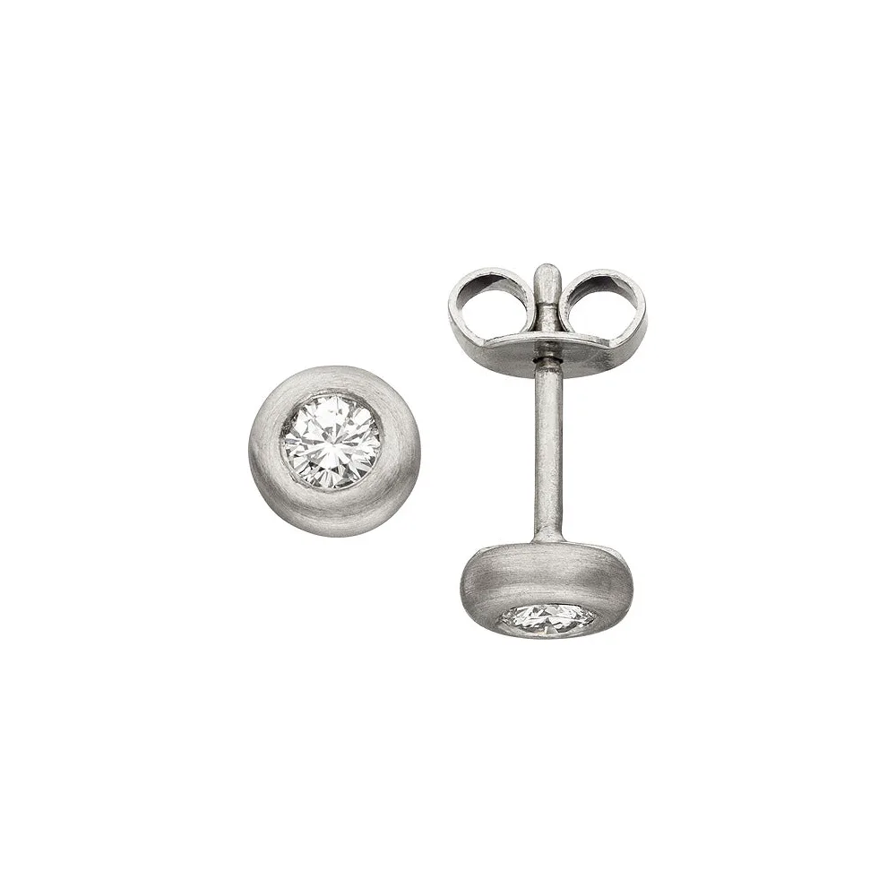 Ohrstecker 950 Platin matt 2 Diamanten Brillanten Ohrringe Platinohrringe