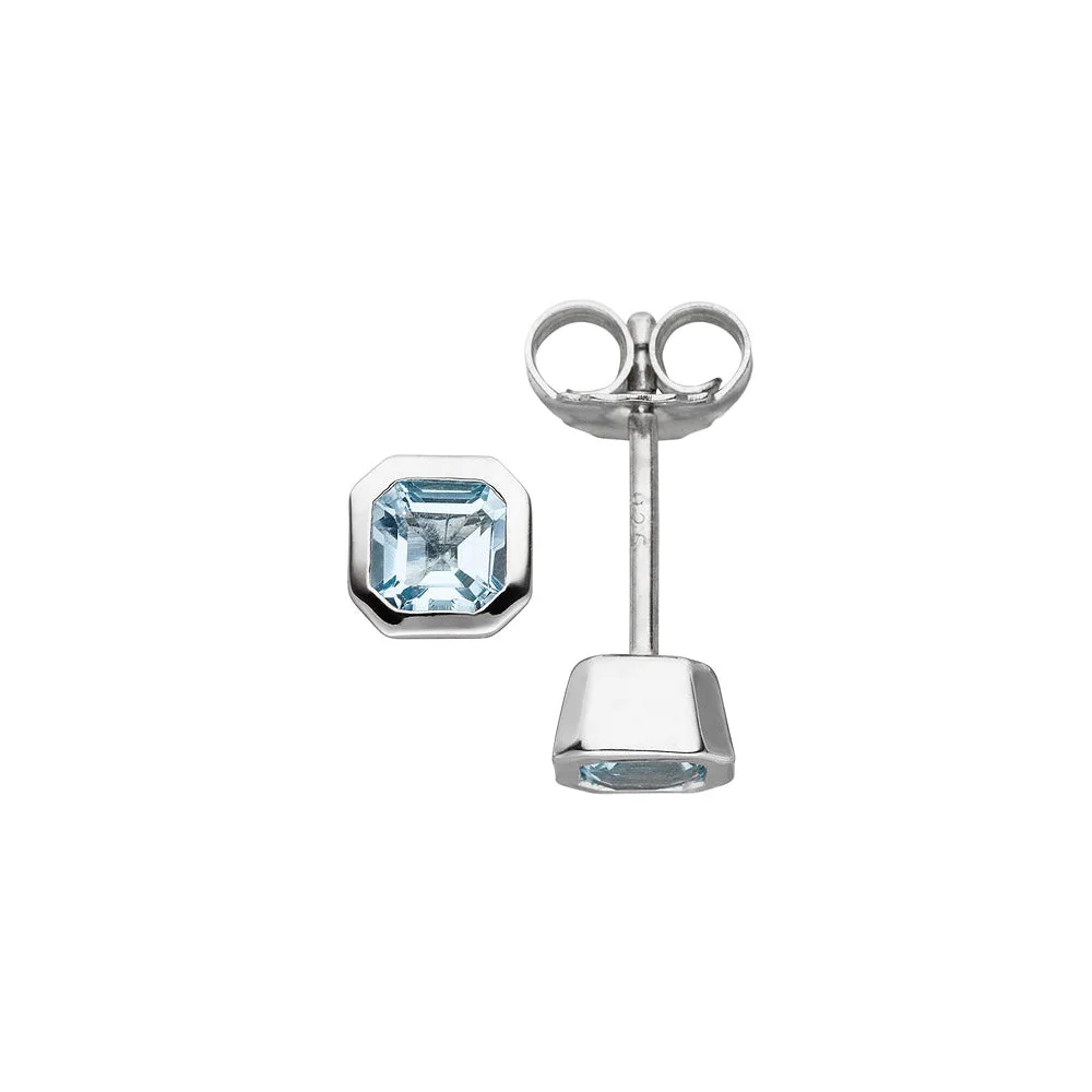Ohrstecker achteckig 925 Silber 2 Blautopase hellblau blau Ohrringe