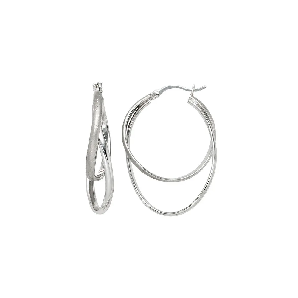 Creolen 925 Sterling Silber mattiert mit Glitzereffekt Ohrringe Silbercreolen