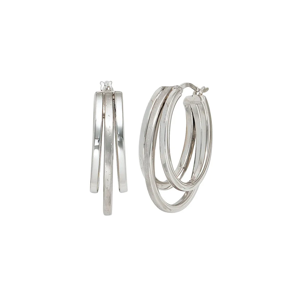 Creolen 925 Sterling Silber mattiert mit Glitzereffekt Ohrringe Silbercreolen