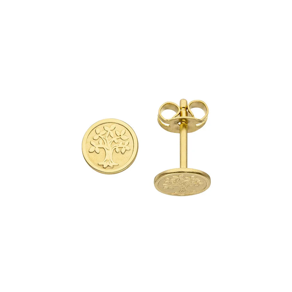 Ohrstecker Baum Lebensbaum 333 Gold Gelbgold mattiert Ohrringe Goldohrringe