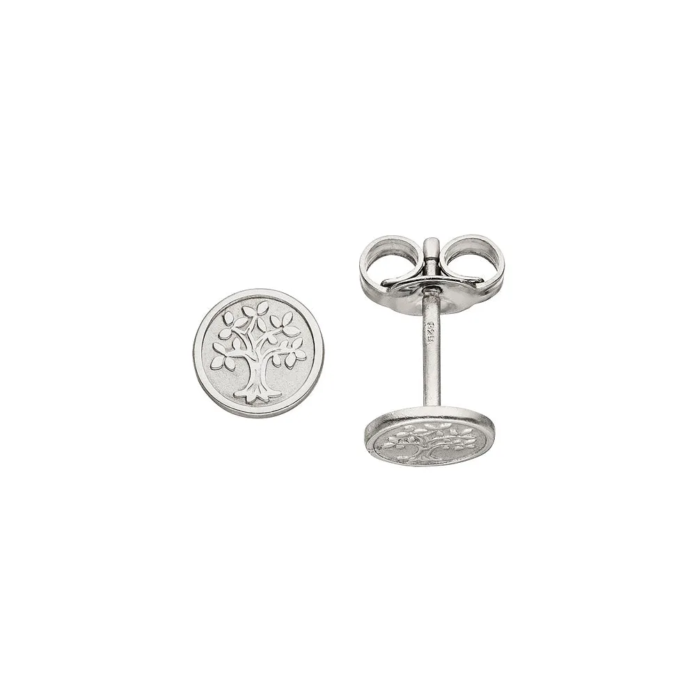 Ohrstecker Baum Lebensbaum 925 Sterling Silber mattiert Ohrringe Silberohrringe