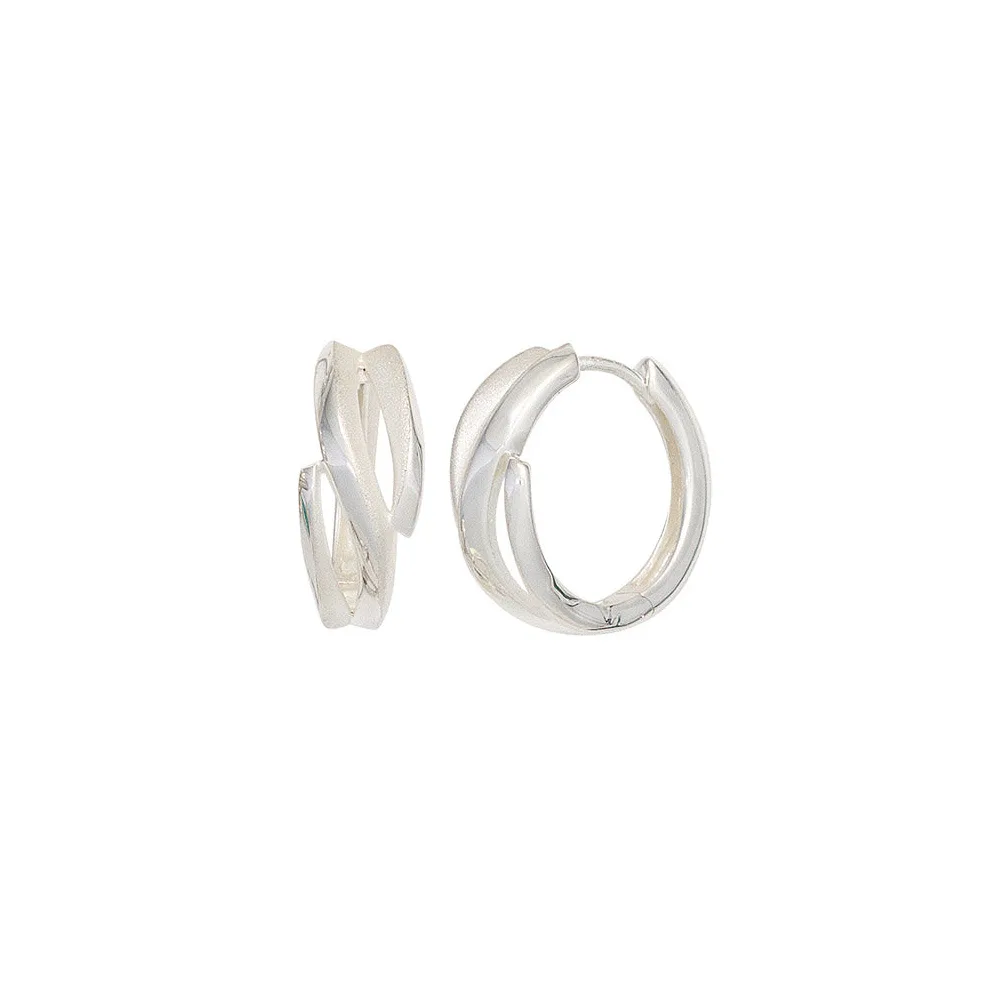 Creolen 925 Sterling Silber mattiert Ohrringe Silberohrringe Silbercreolen
