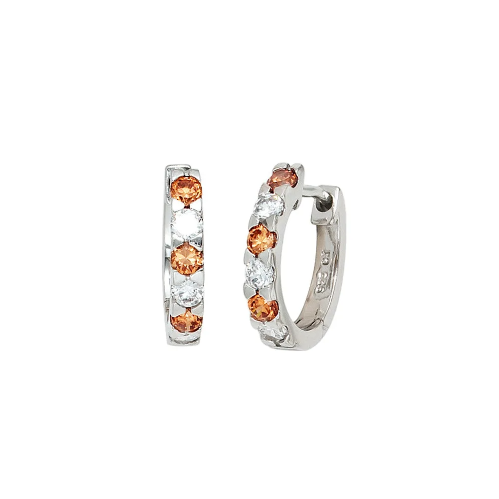 Creolen 925 Sterling Silber mit Zirkonia champagner Ohrringe Silbercreolen