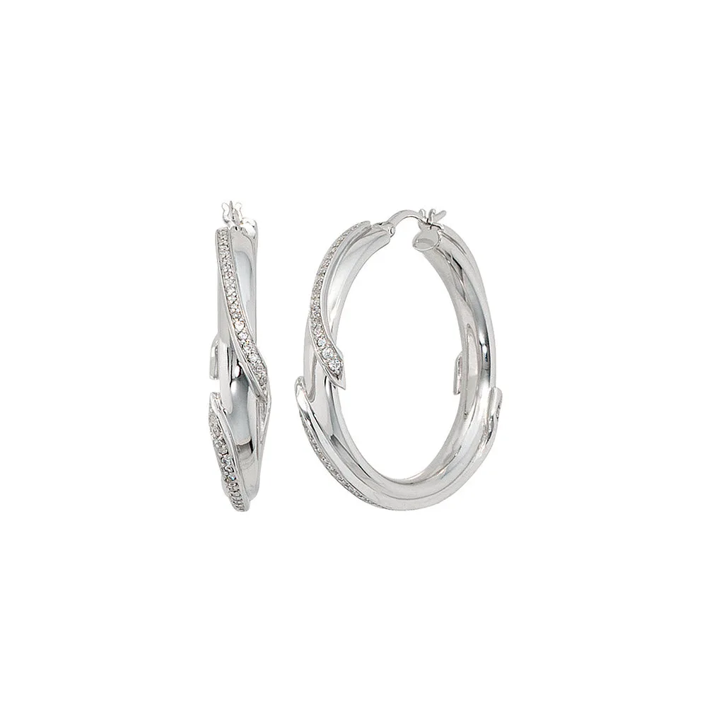 Creolen 925 Sterling Silber mit Zirkonia Ohrringe Silberohrringe Silbercreolen
