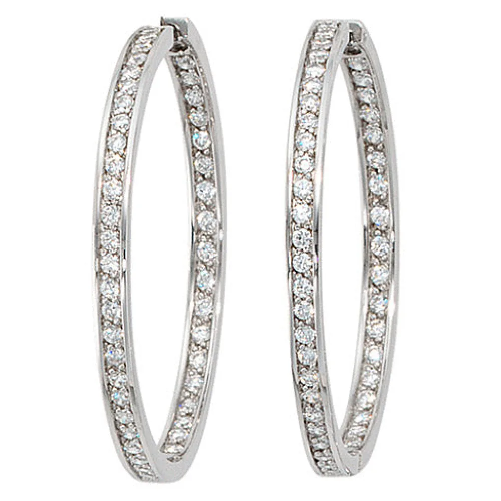 Creolen 925 Sterling Silber mit Zirkonia Ohrringe Silberohrringe Silbercreolen