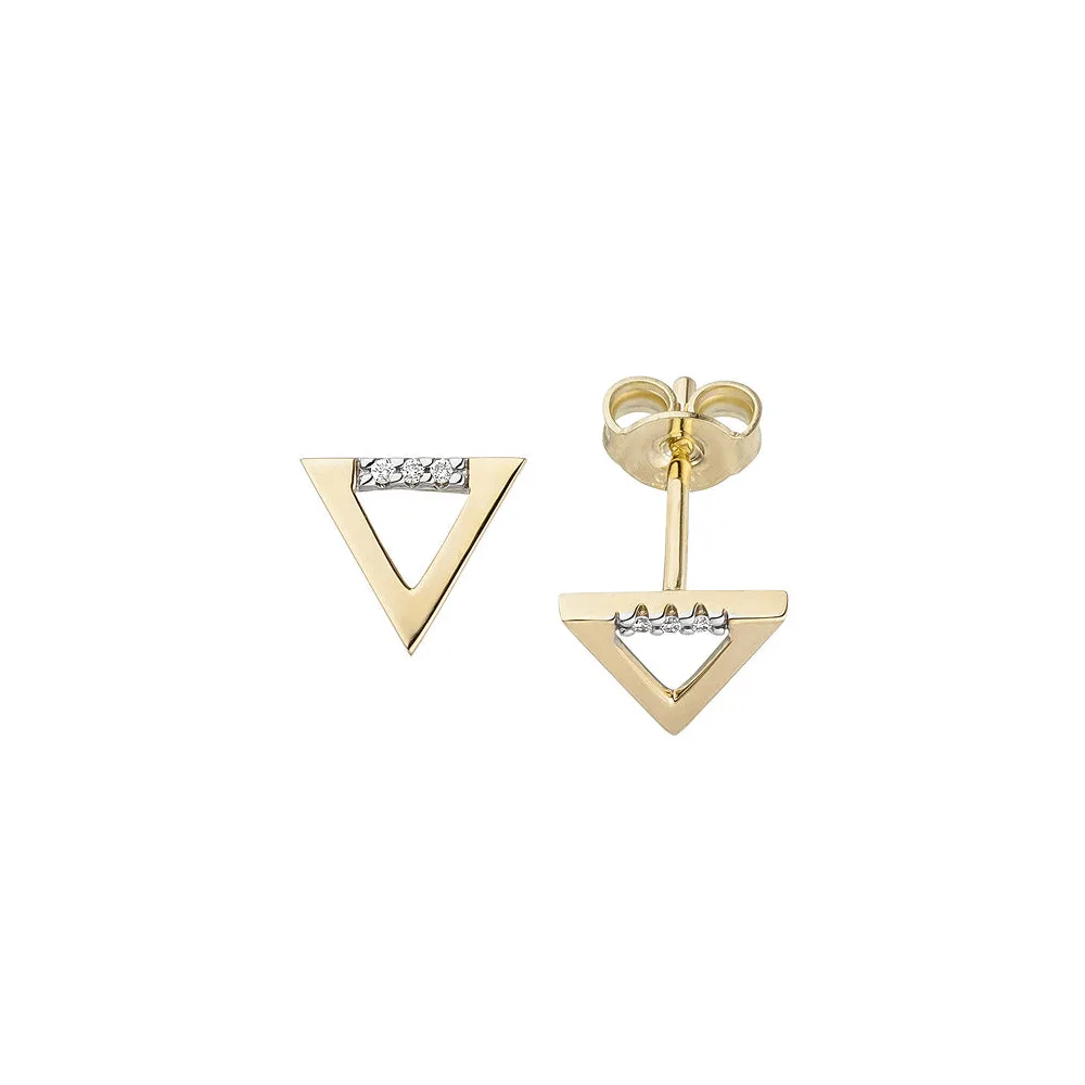 Ohrstecker Dreieck 585 Gold Gelbgold 6 Diamanten Brillanten 0 02ct. Ohrrringe