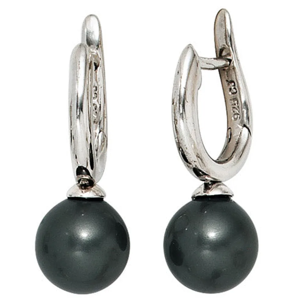 Creolen 925 Sterling Silber Ohrringe Perlenohrringe