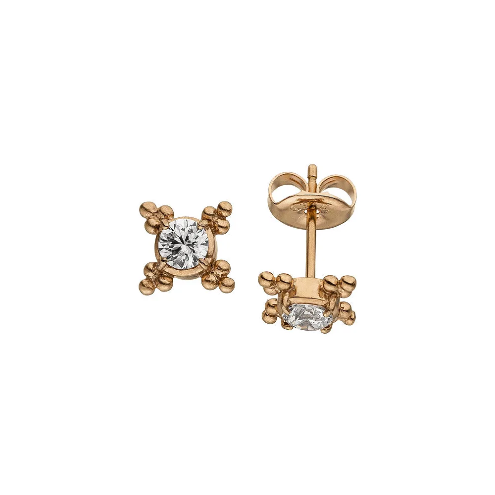 Ohrstecker Edelstahl 2 Zirkonia rotgoldfarben beschichtet Ohrringe