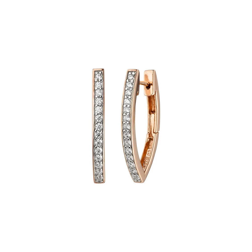 Creolen 925 Sterling Silber rotgold vergoldet bicolor mit Zirkonia Ohrringe