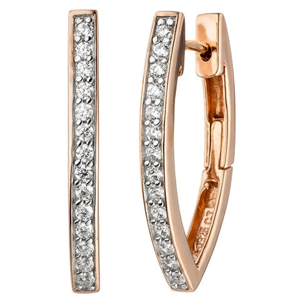 Creolen 925 Sterling Silber rotgold vergoldet bicolor mit Zirkonia Ohrringe