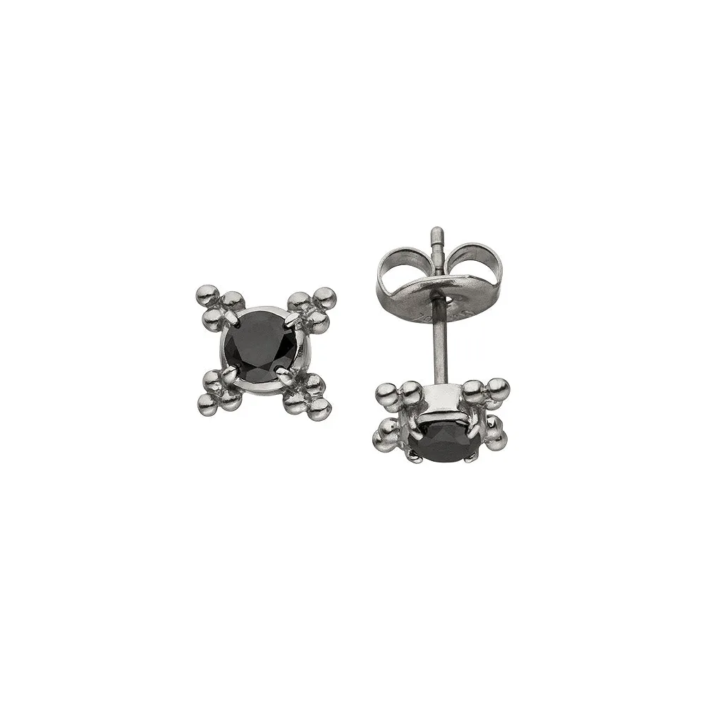 Ohrstecker Edelstahl 2 Zirkonia schwarz Ohrringe