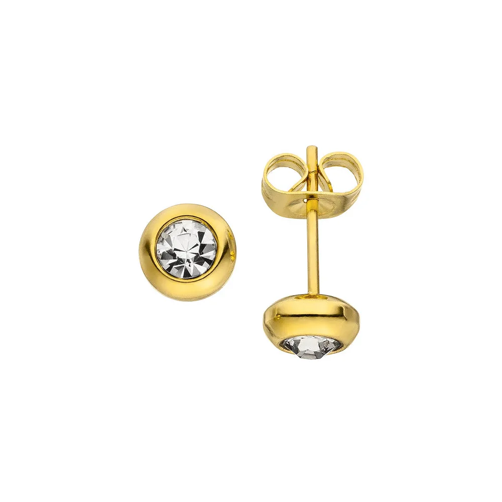Ohrstecker Edelstahl gelbgoldfarben 2 Zirkonia
