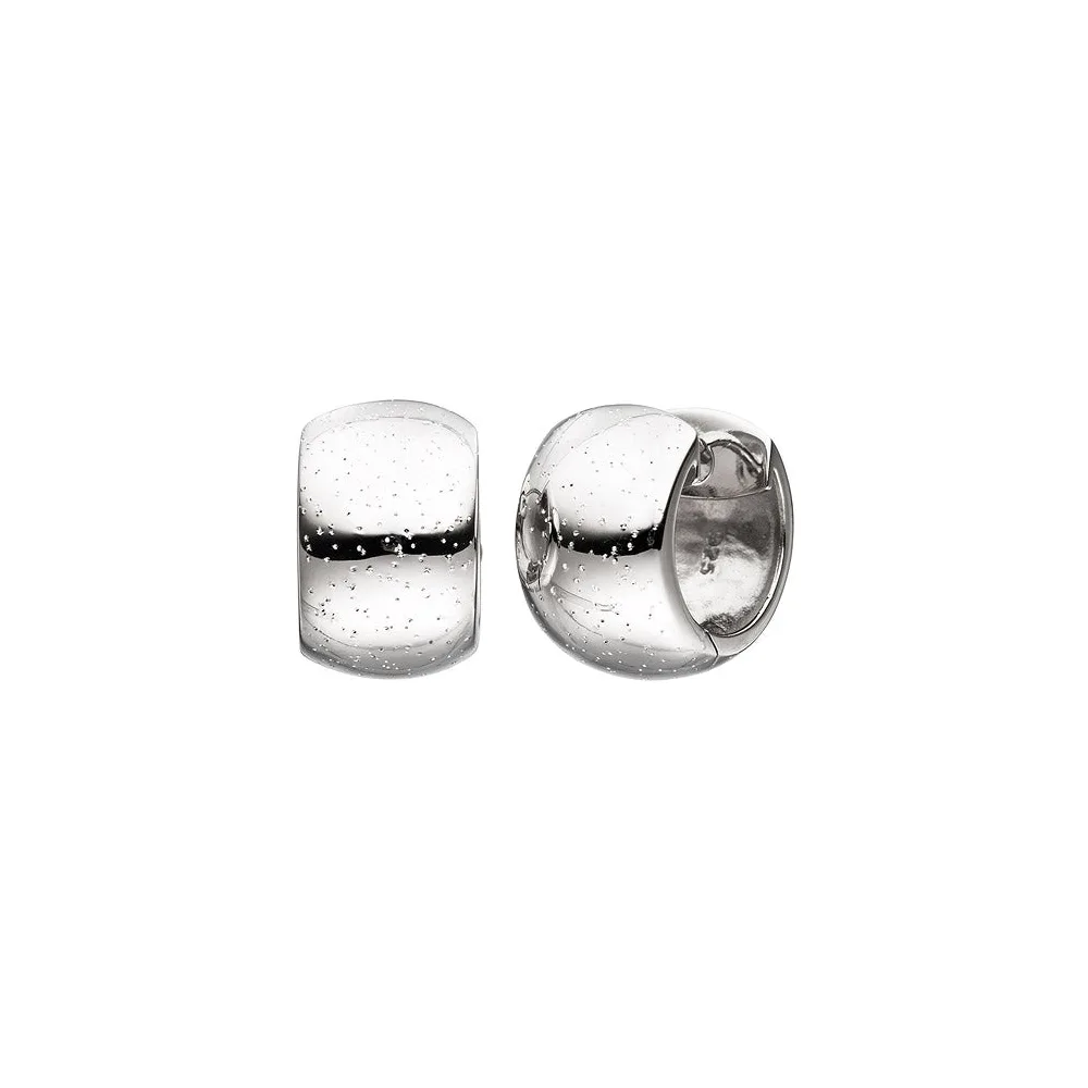 Creolen breit rund 925 Sterling Silber Ohrringe mit Glitzereffekt Silbercreolen