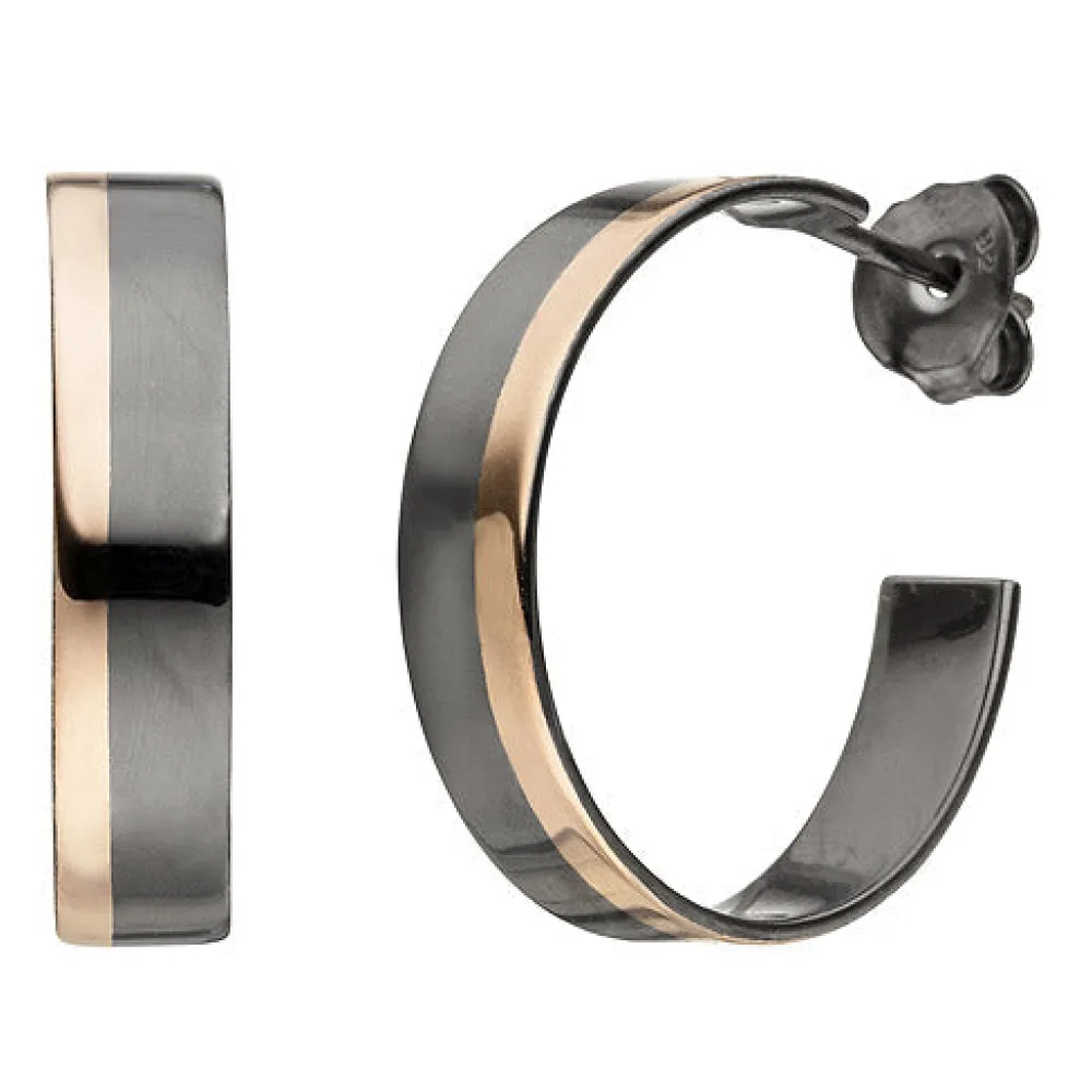 Halbcreolen 925 Sterling Silber bicolor vergoldet Ohrringe Creolen