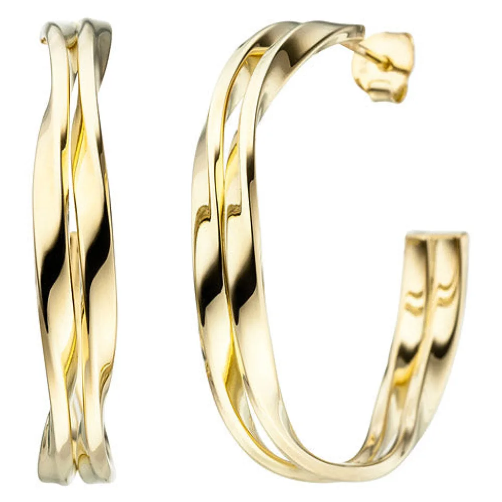 Halbcreolen 925 Sterling Silber gold vergoldet Ohrringe Creolen