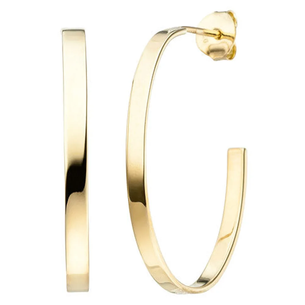 Halbcreolen oval 925 Sterling Silber gold vergoldet Ohrringe Creolen