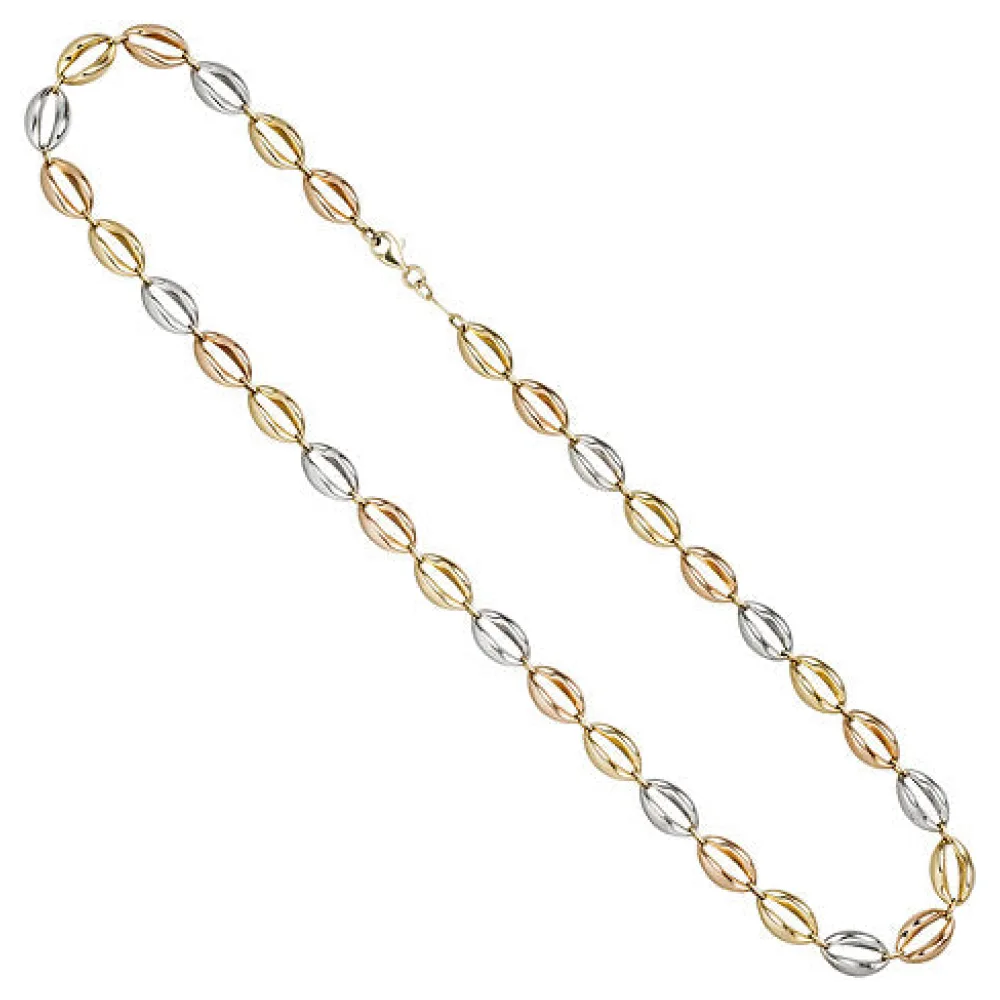 Halskette Kette 585 Gold dreifarbig tricolor 45 cm Goldkette Karabiner