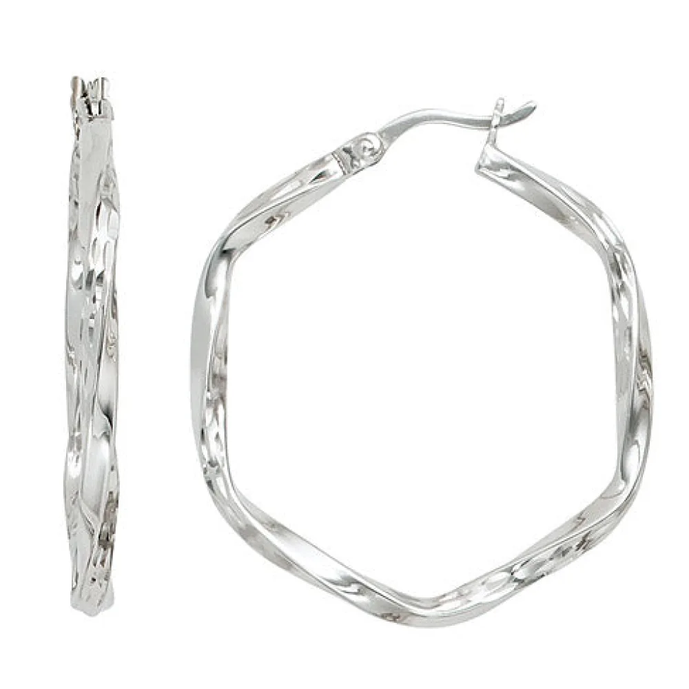 Creolen eckig sechseckig 925 Silber diamantiert Ohrringe Silbercreolen