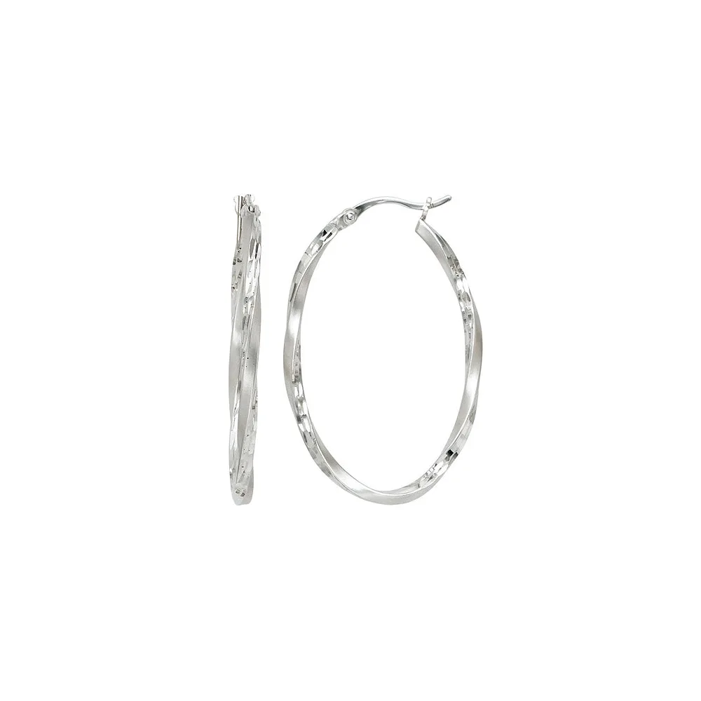 Creolen oval 925 Sterling Silber mattiert Ohrringe Silberohrringe Silbercreolen