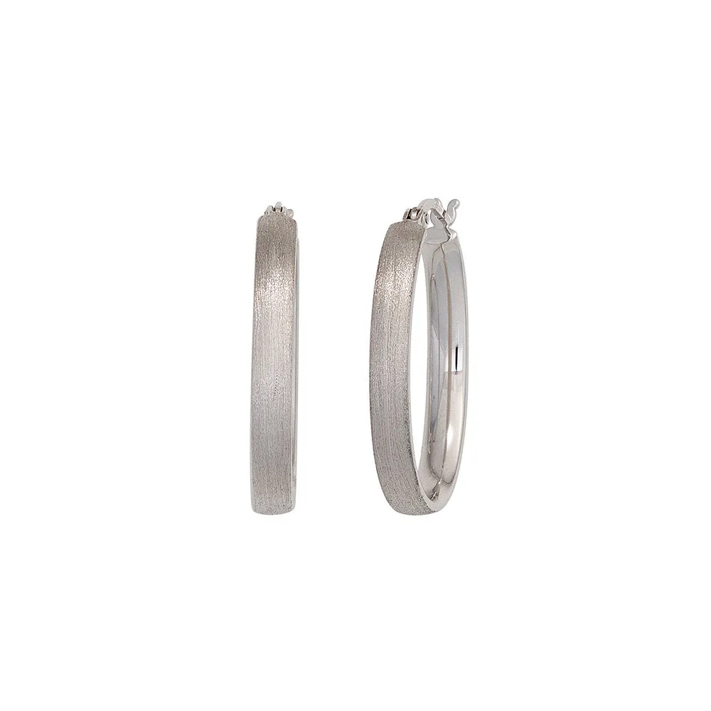 Creolen oval 925 Sterling Silber mattiert Ohrringe Silberohrringe Silbercreolen