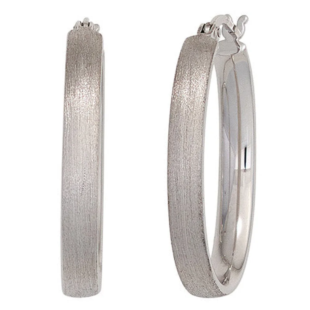 Creolen oval 925 Sterling Silber mattiert Ohrringe Silberohrringe Silbercreolen