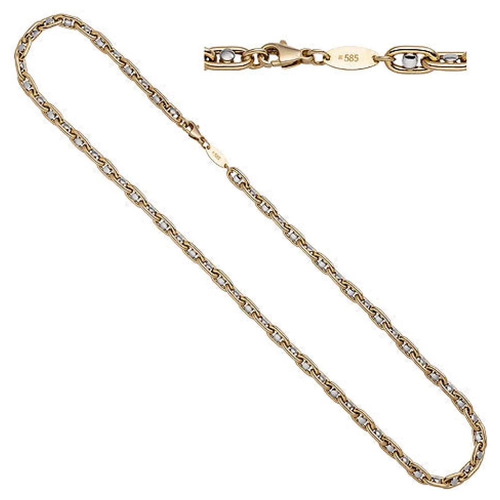 Halskette Kette 585 Gold Gelbgold Weißgold bicolor 55 cm Goldkette Fantasiekette