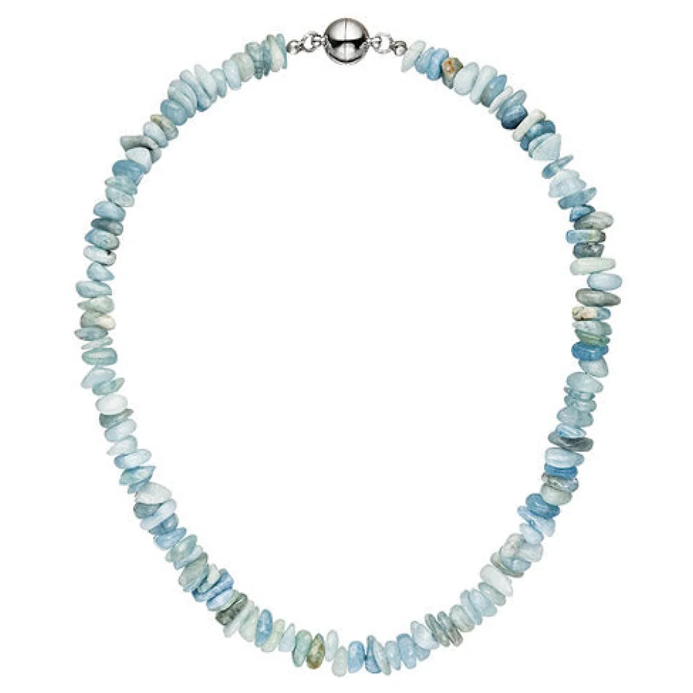 Halskette Kette Aquamarin hellblau blau 45 cm Aquamarinkette Steinkette