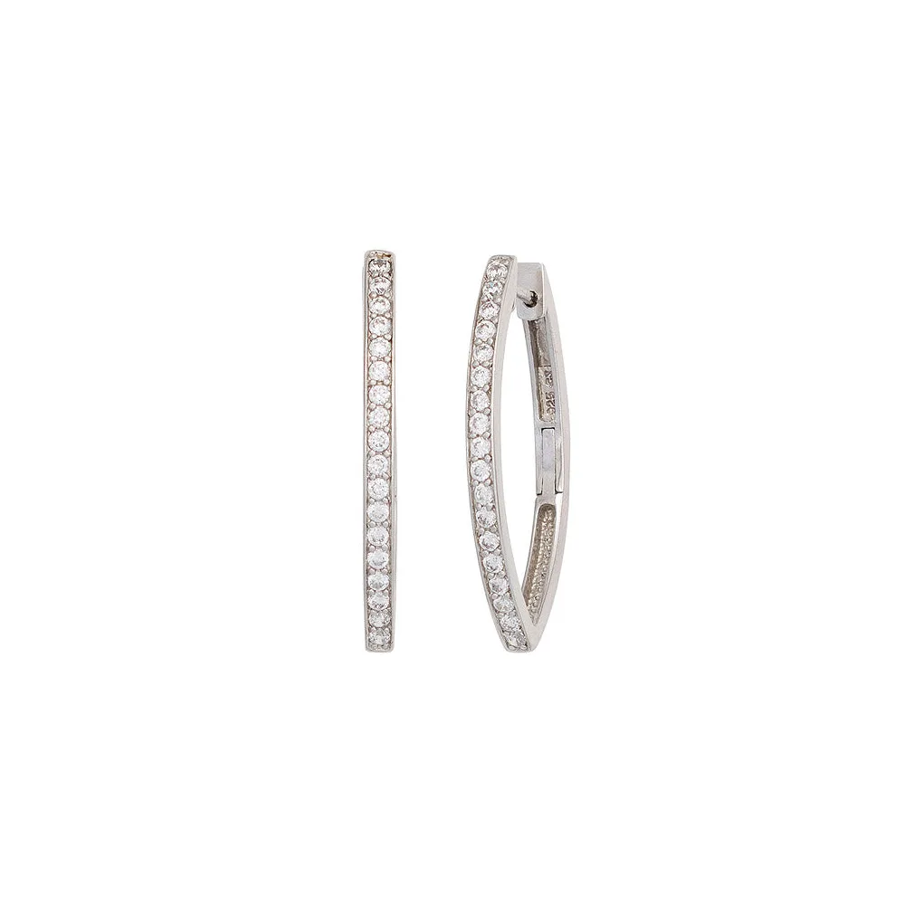 Creolen oval 925 Sterling Silber mit Zirkonia Ohrringe Silbercreolen