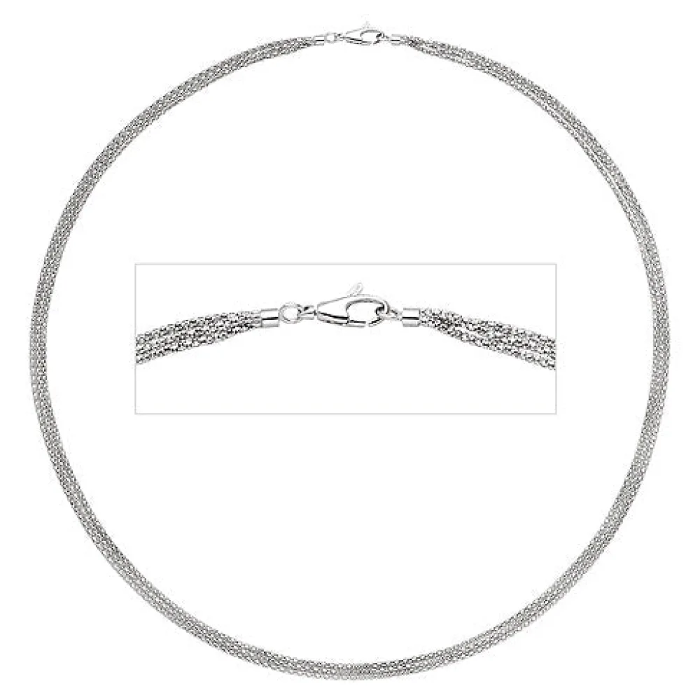 Halskette Popcorn Kette 3-reihig 750 Gold Weißgold 45 cm Goldkette Karabiner