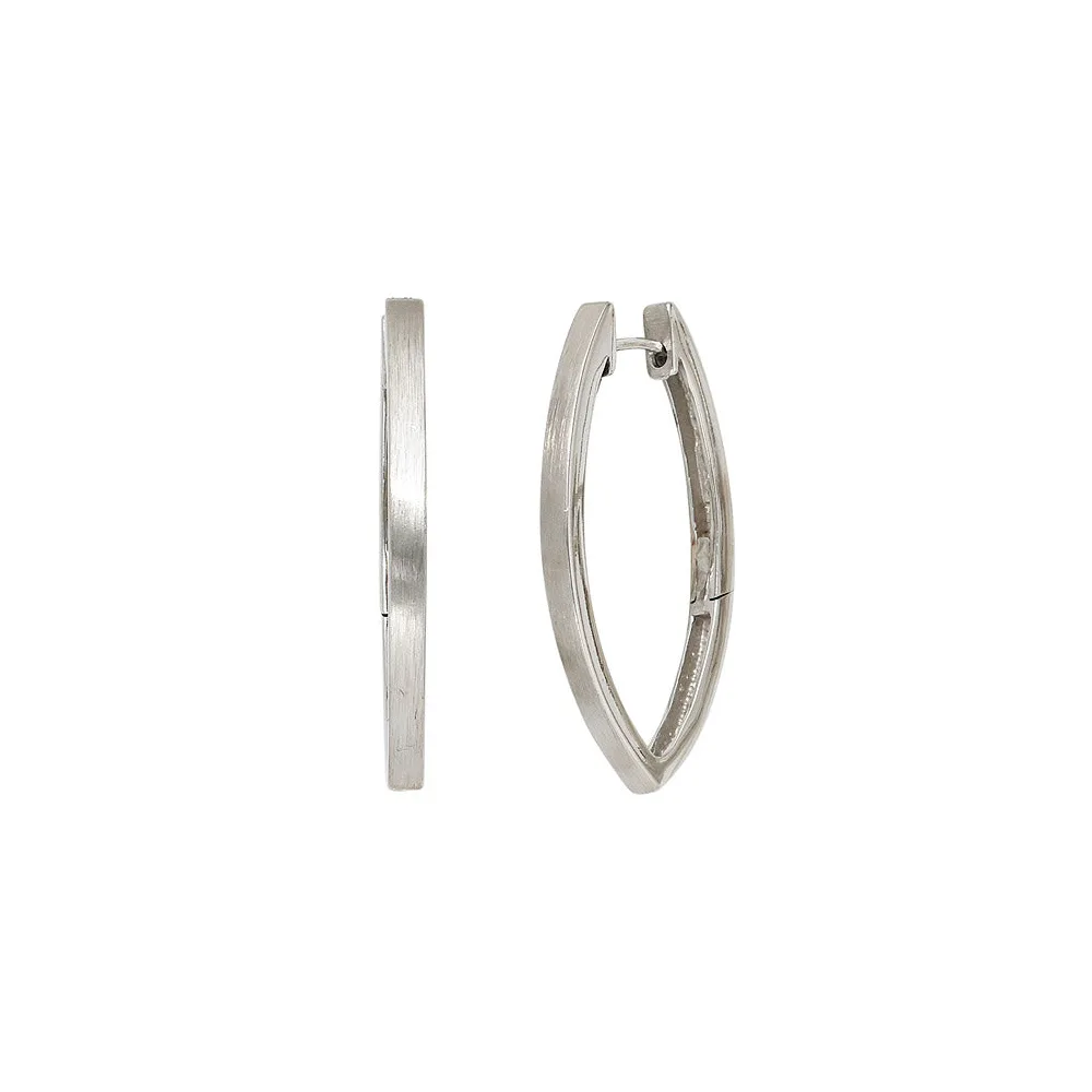 Creolen oval spitz 925 Silber mattiert Ohrringe Silberohrringe Silbercreolen