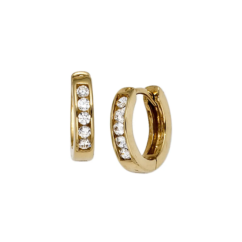 Creolen rund 333 Gold Gelbgold 10 Zirkonia Ohrringe Goldohrringe Goldcreolen