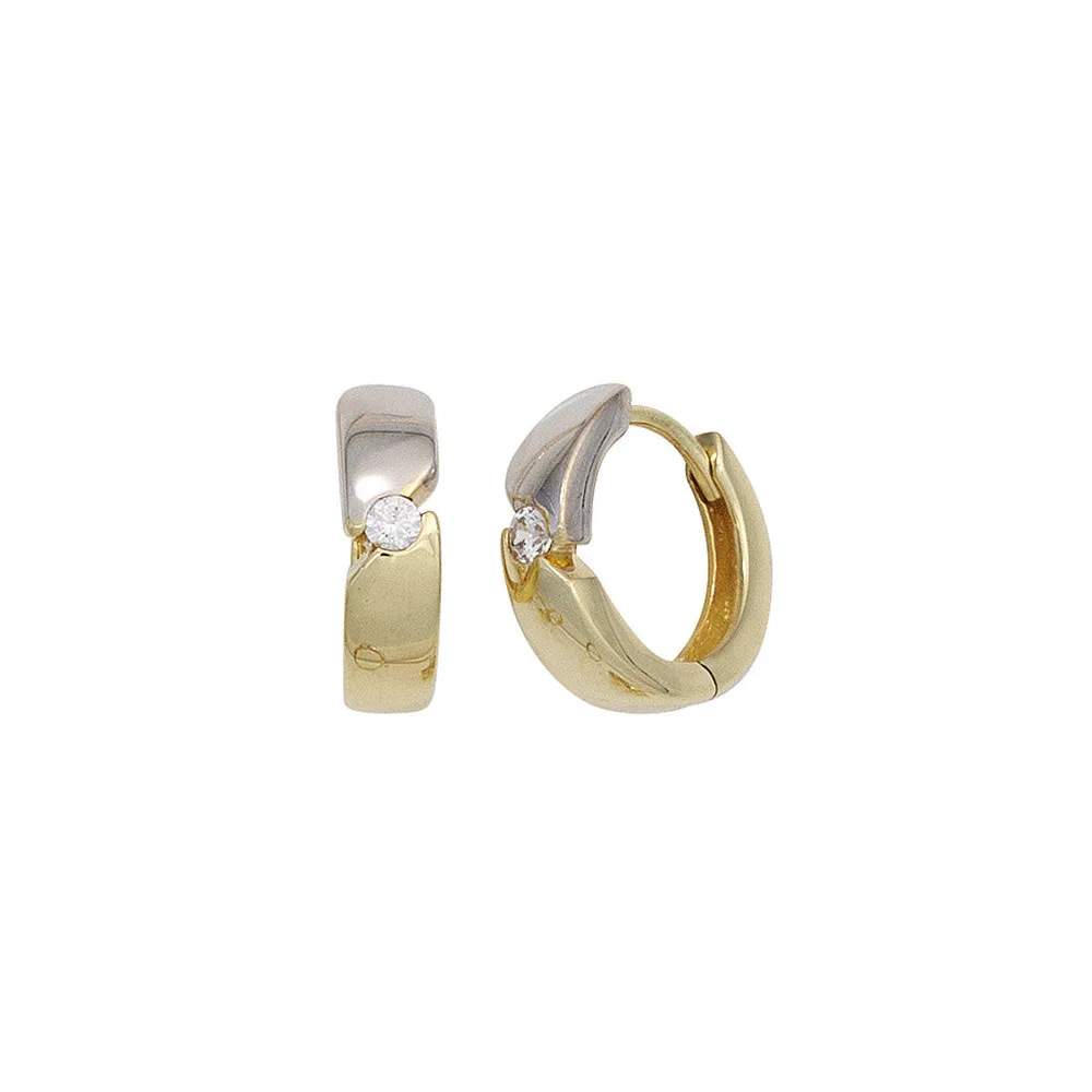 Creolen rund 333 Gold Gelbgold bicolor 2 Zirkonia Ohrringe Goldcreolen