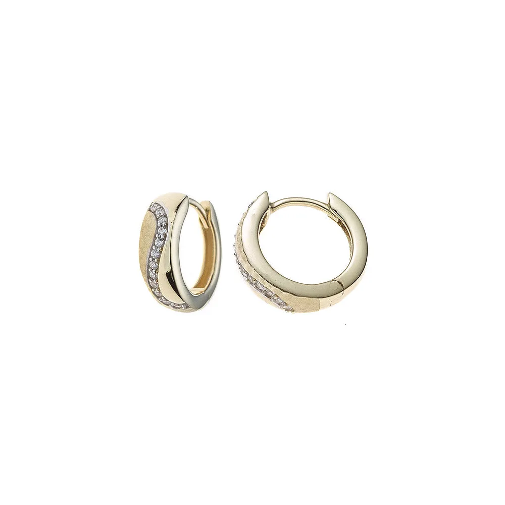 Creolen rund 333 Gold Gelbgold bicolor mattiert mit Zirkonia Ohrringe