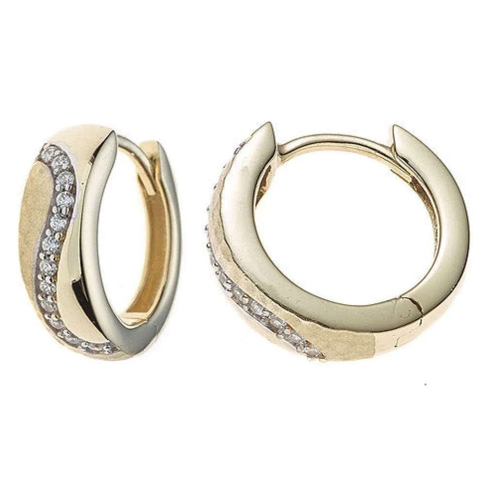 Creolen rund 333 Gold Gelbgold bicolor mattiert mit Zirkonia Ohrringe